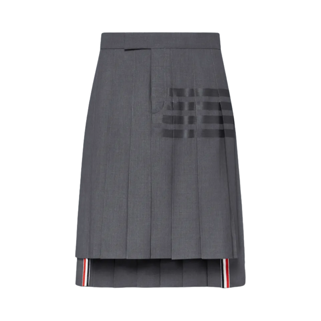 (W) 톰브라운 플레인 위브 사선 클래식 백스트랩 플리츠 스커트 다크 그레이((W) Thom Browne Plain Weave 4-Bar Classic Backstrap Pleated Skirt Dark Grey) - 1
