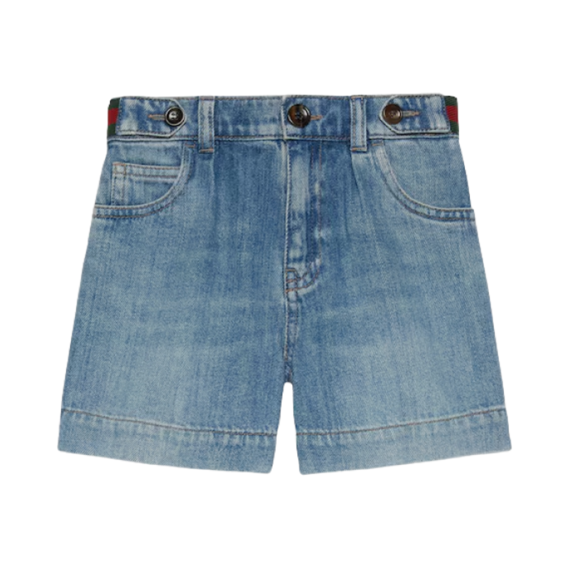 759867-XDCRW-4447 (Kids) Gucci Denim Bermuda Shorts Blue