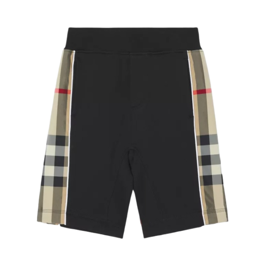 8050393 (Kids) Burberry Check Panel Cotton Shorts Black
