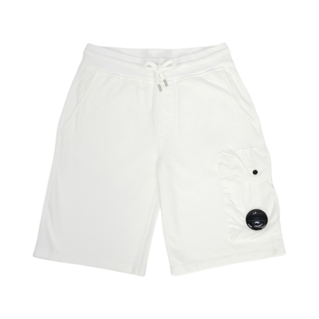 (키즈) C.P. 컴퍼니 U16 라이트 플리스 믹스드 카고 쇼츠 거즈 화이트 - 23SS((Kids) C.P. Company U16 Light Fleece Mixed Cargo Shorts Gauze White - 23SS) - 1