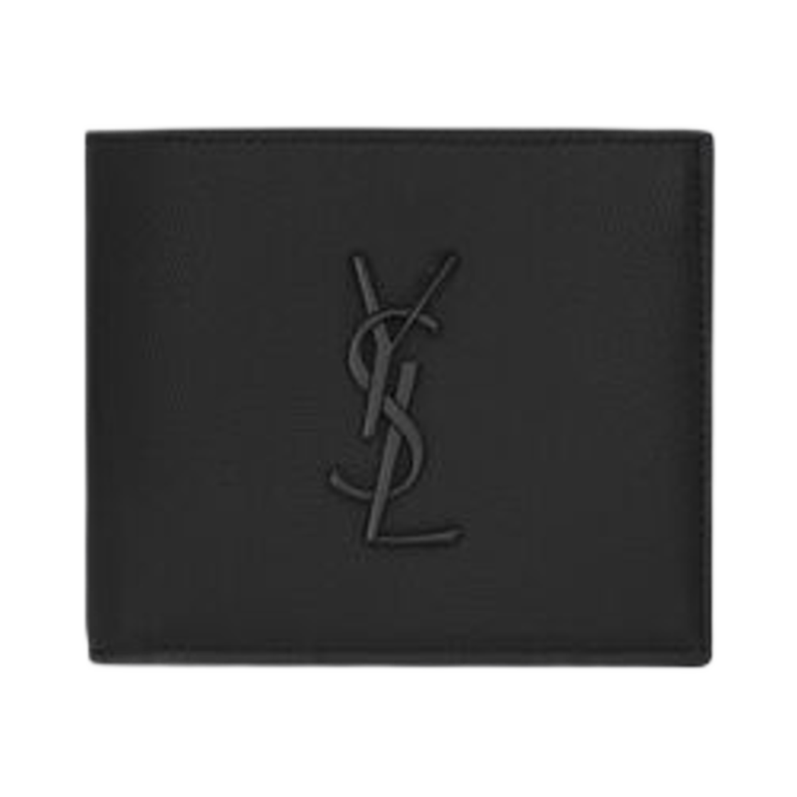 463249-BTY0U-1000 Saint Laurent Cassandre East/West Wallet with Coin Purse in Grain De Poudre Embossed Leather Black