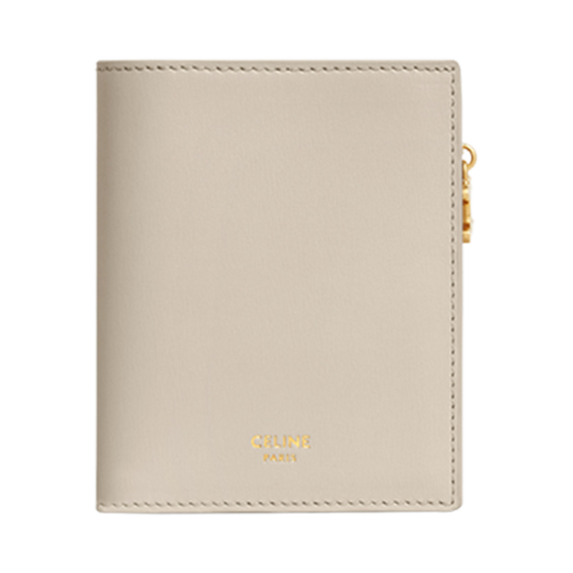 10M103FRJ-02LS Celine Triomphe Compact Wallet Triomphe Charms in Shiny Calfskin Light Stone