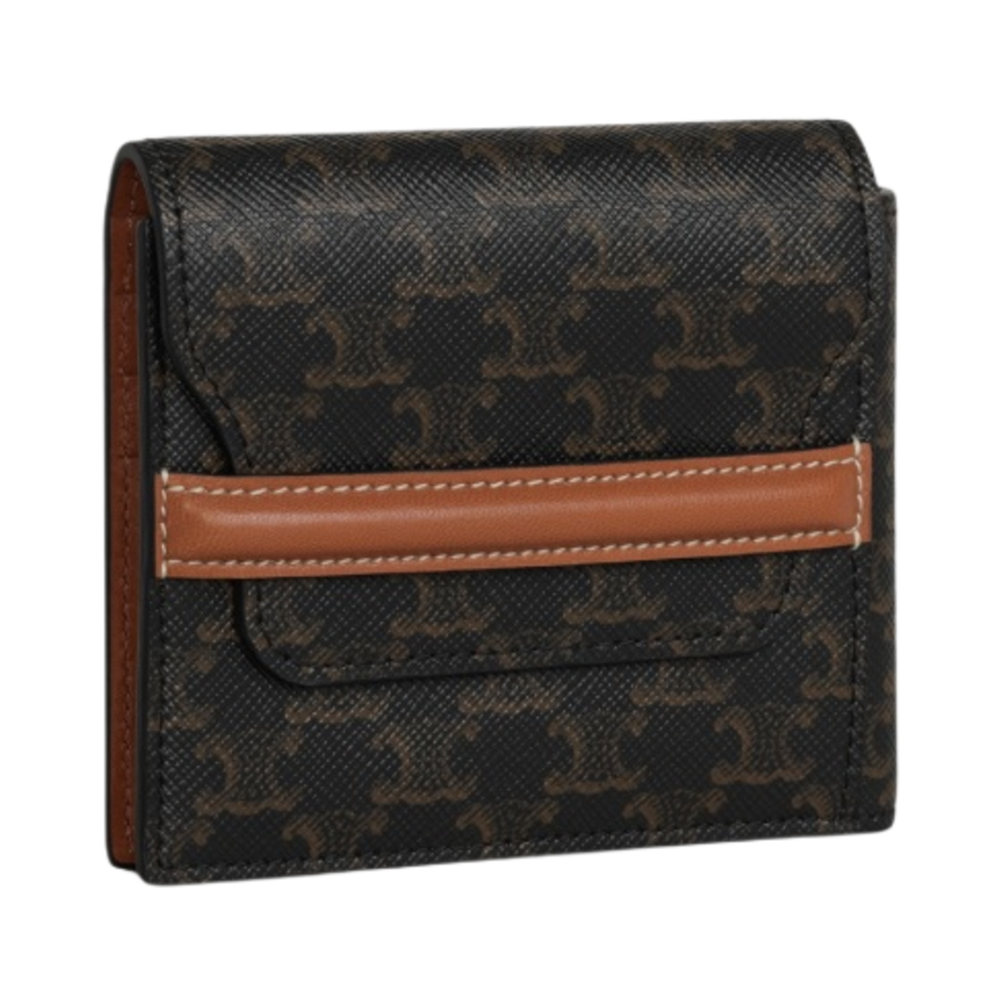 셀린느 트리옹프 캔버스 & 램스킨 플랩 오리가미 지갑 탄(Celine Flap Origami Wallet in Triomphe Canvas and Lambskin Tan) - 2