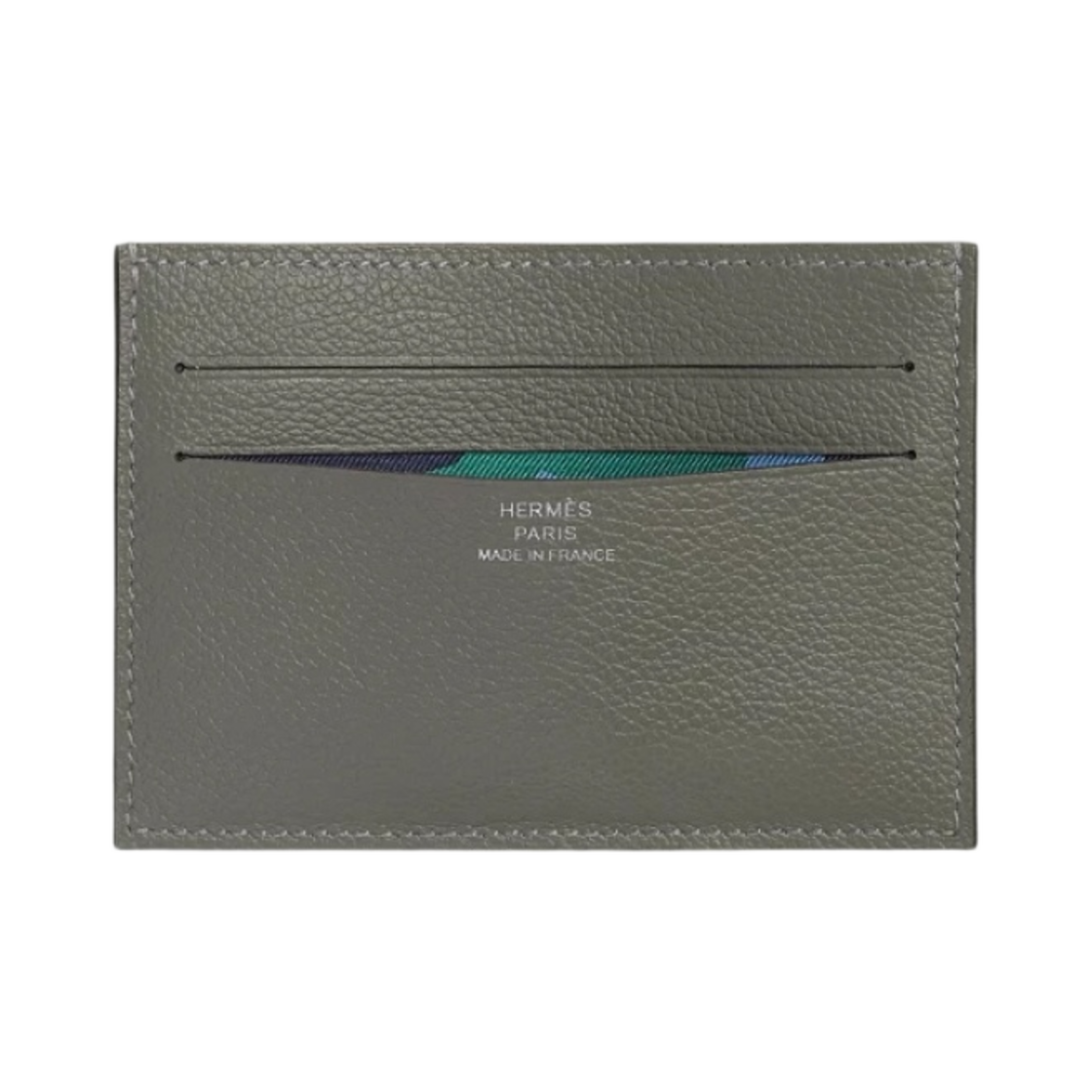 H084826CAAC Hermes  Citizen Twill Card Holder Evercolor & Gris Meyer Bleu Saphir