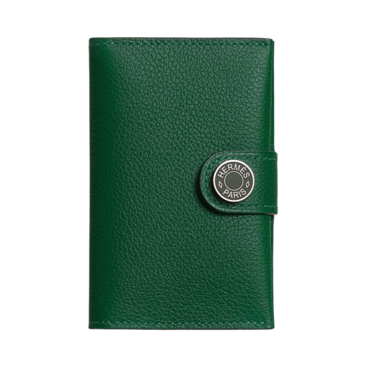 Hermes R.M.S Card Holder Evercolor & Palladium Vert Moyen Vert Fonce