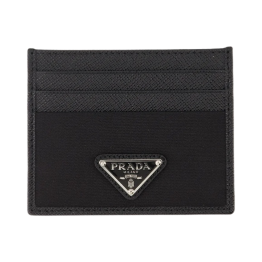 2MC025-2DMH-F0002 Prada Re-Nylon Saffiano Leather Card Holder Black