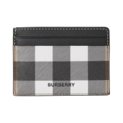 Burberry Check Leather Card Case Dark Birch Brown