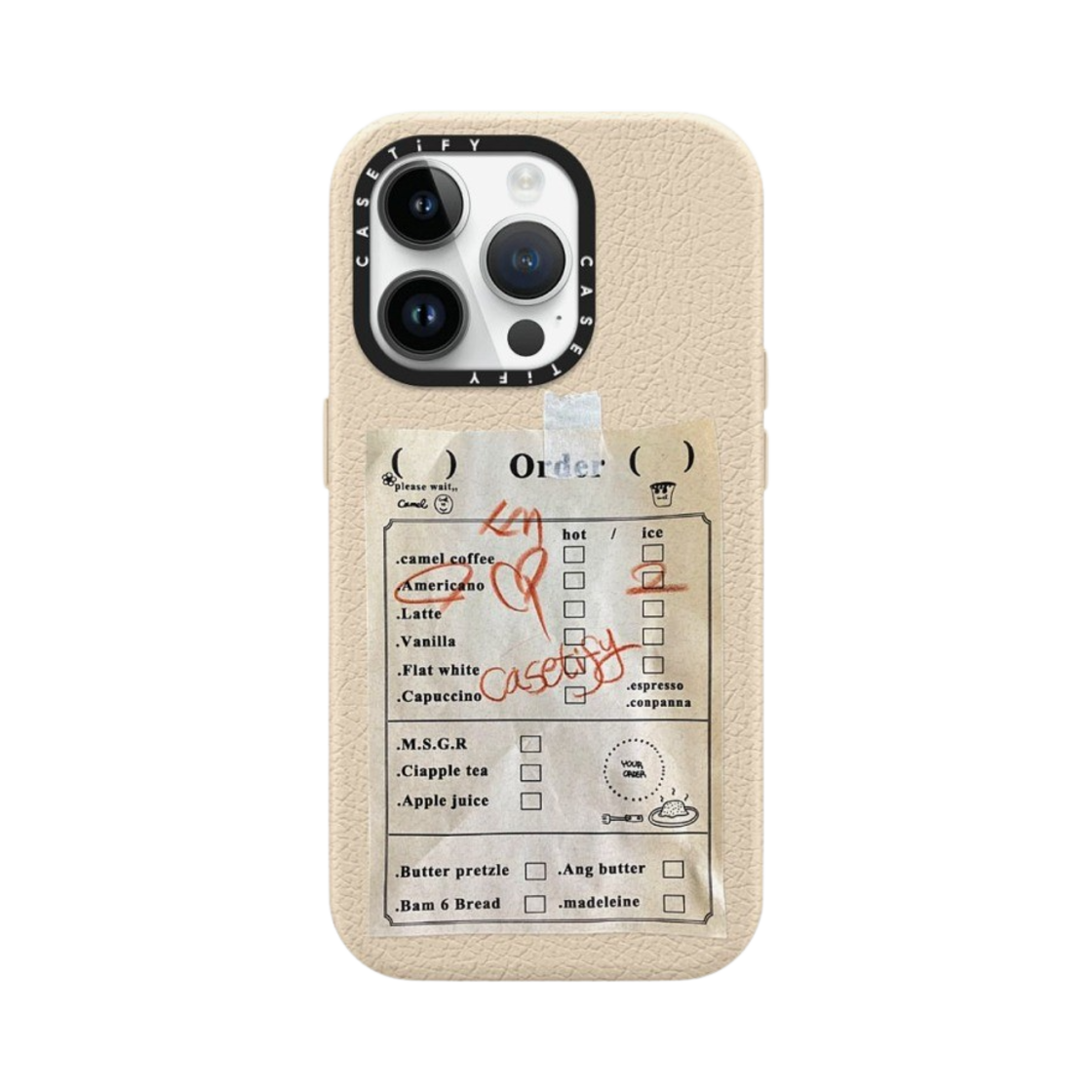 케이스티파이 x 카멜 커피 아이폰 오더 페이퍼 맥세이프 레더 케이스 오트밀 누드(Casetify x Camel Coffee iPhone Order Paper Magsafe Leather Case Oatmeal Nude) - 1