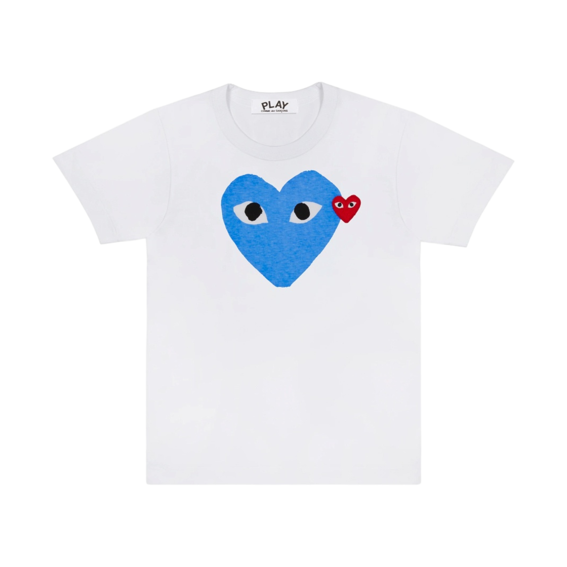 (W) 플레이 꼼데가르송 블루 하트 티셔츠 화이트((W) Play Comme des Garcons Blue Heart T-Shirt White)