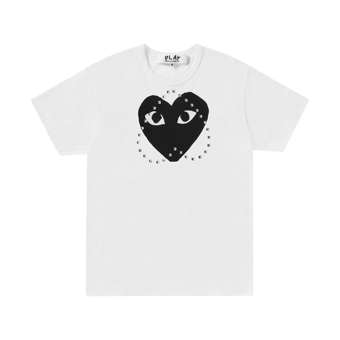 플레이 꼼데가르송 하트 리베트 티셔츠 화이트 블랙(Play Comme des Garcons Heart with Rivets T-Shirt White Black) - 1