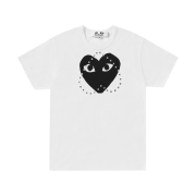 Play Comme des Garcons Heart with Rivets T-Shirt White Black
