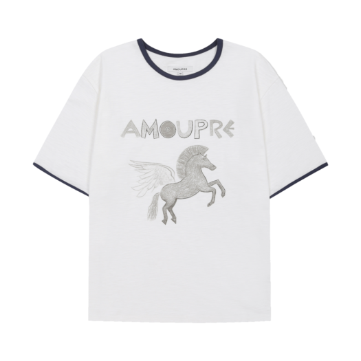 J3TAM25301WHX AMOUPRE Divine Grace Artwork Ringer T-shirt White