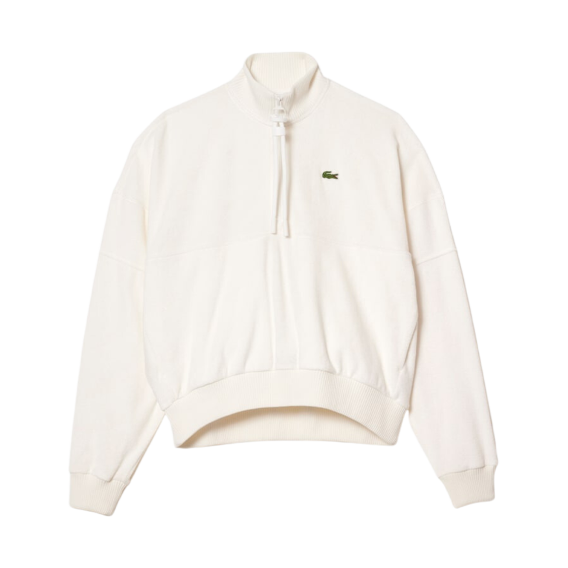 (W) 라코스테 하프집업 루즈 핏 스웨트셔츠 화이트((W) Lacoste Half-Zip Loose Fit Sweatshirt White) - 1