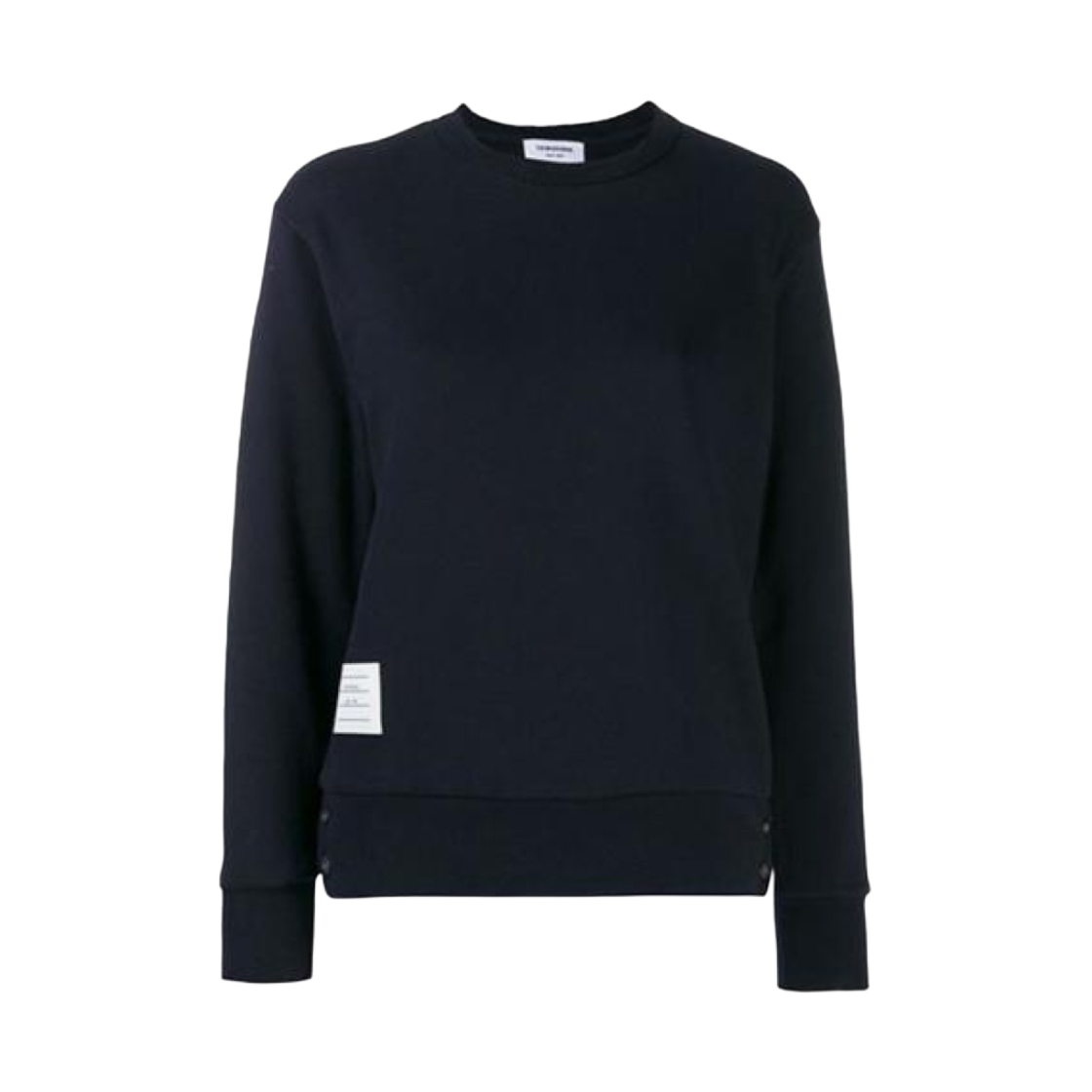 (W) 톰브라운 클래식 루프백 센터 백 RWB 스트라이프 크루넥 스웨트셔츠 네이비((W) Thom Browne Classic Loopback with Center Back RWB Stripe Crewneck Sweatshirt Navy) - 1