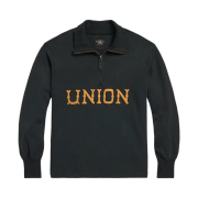 Double RL Applique Jersey Quarter Zip Pullover Faded Black