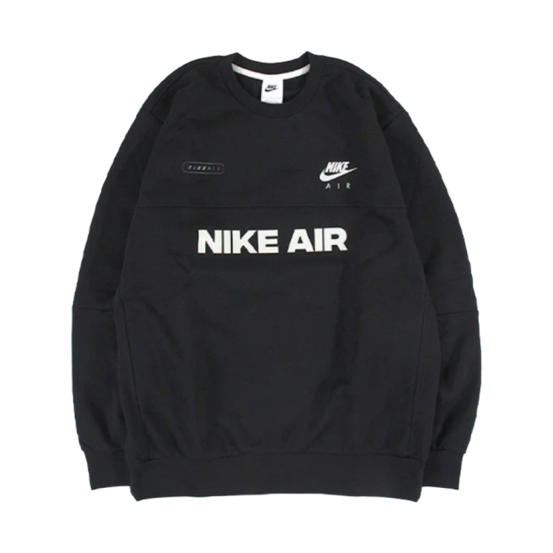 DM5208-010 Nike Air Brushed Logo Fleece Crewneck Sweatshirt Black - Asia