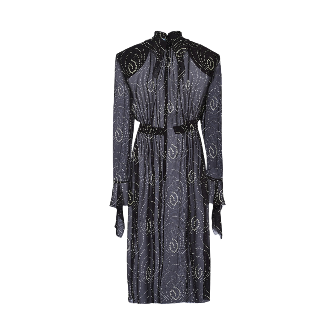 (W) 프라다 프린티드 조지테 드레스 블랙((W) Prada Printed Georgette Dress Black) - 1