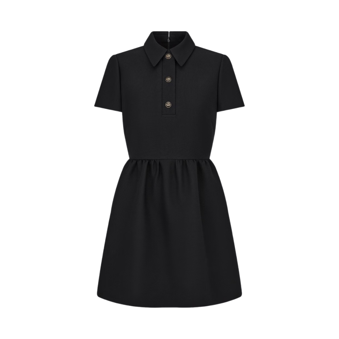 (W) 디올 CD 버튼 피티드 드레스 울 실크 블랙((W) Dior CD Button Fitted Dress Wool Silk Black) - 1