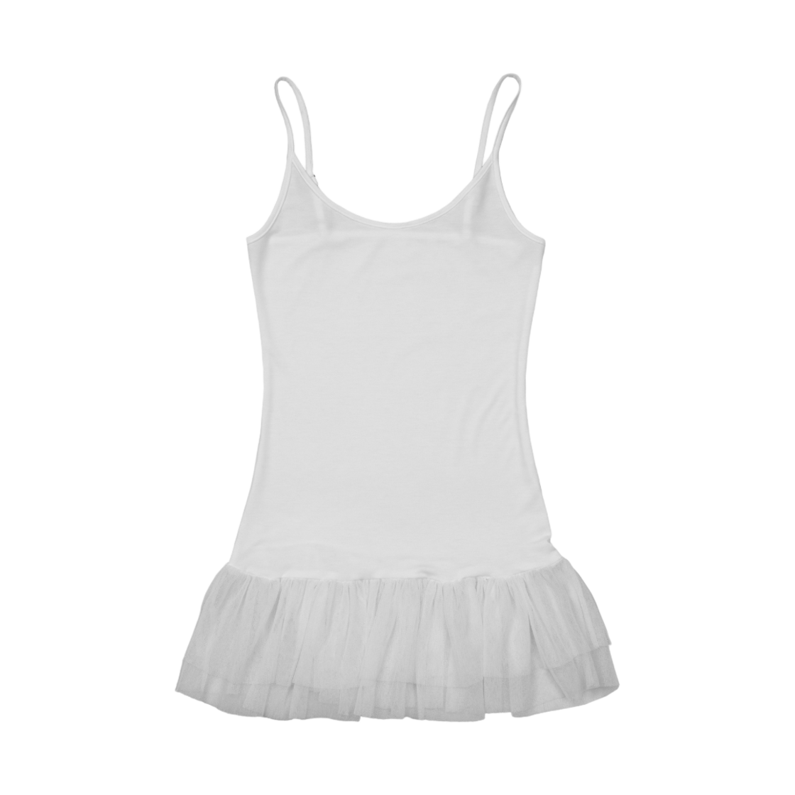 러프넥 레이어드 매쉬 드래스 화이트