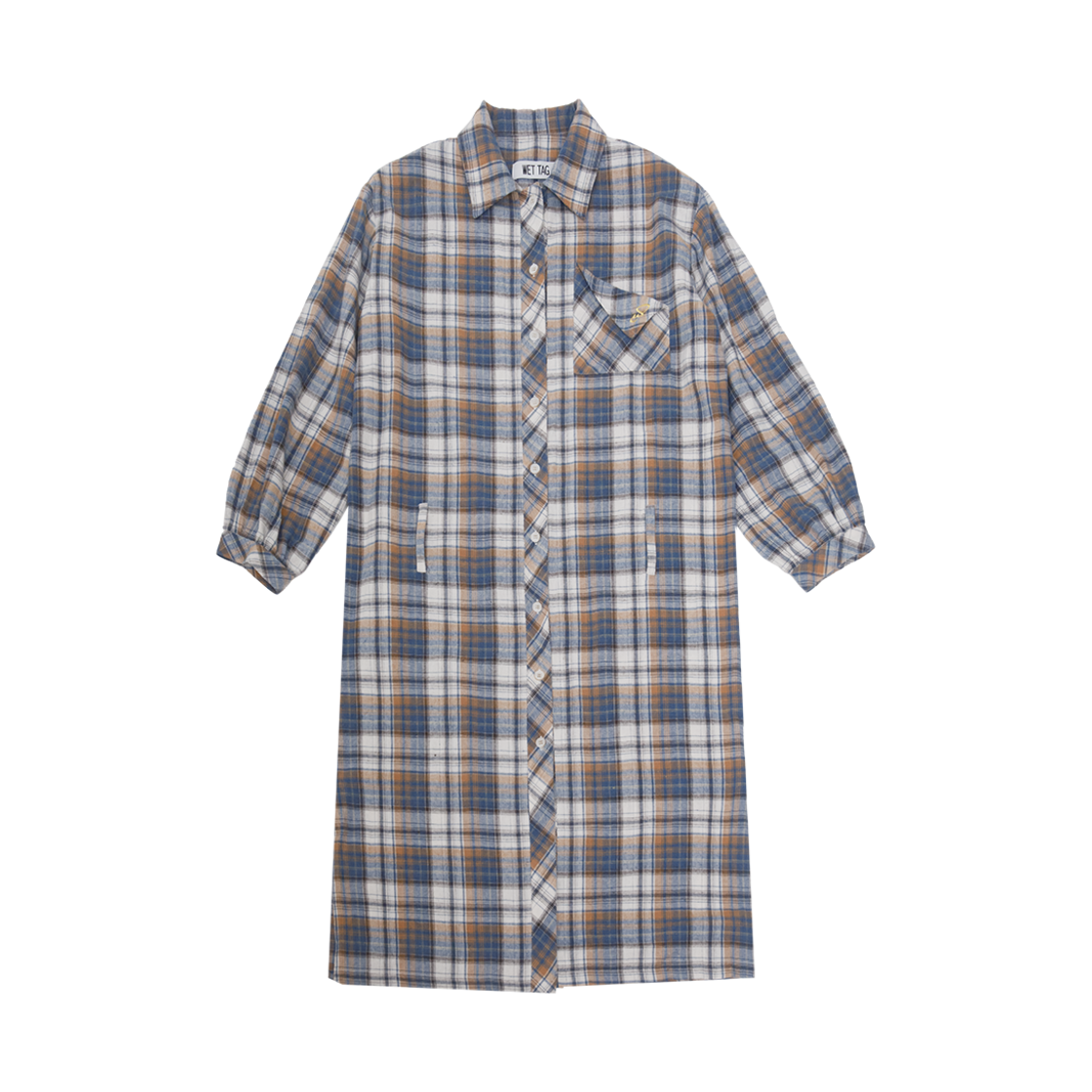 웻태그 인사이드아웃 포켓 체크 셔츠 드레스