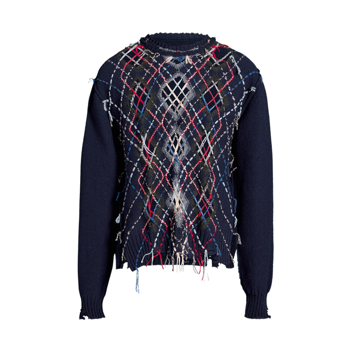 메종 마르지엘라 컷아웃 니트 스웨터 네이비 블루 그레이