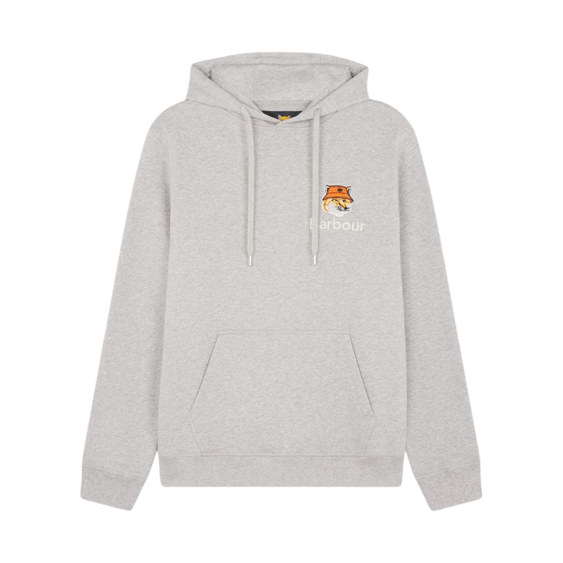 MOL0569GY52 Barbour x Maison Kitsune Fox Head Hoodie Grey Marl