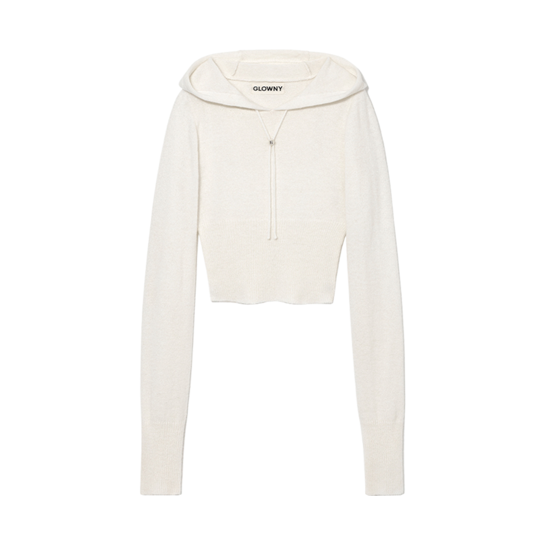 - (W) Glowny Daya Mohair Knit Hoodie Top Ivory