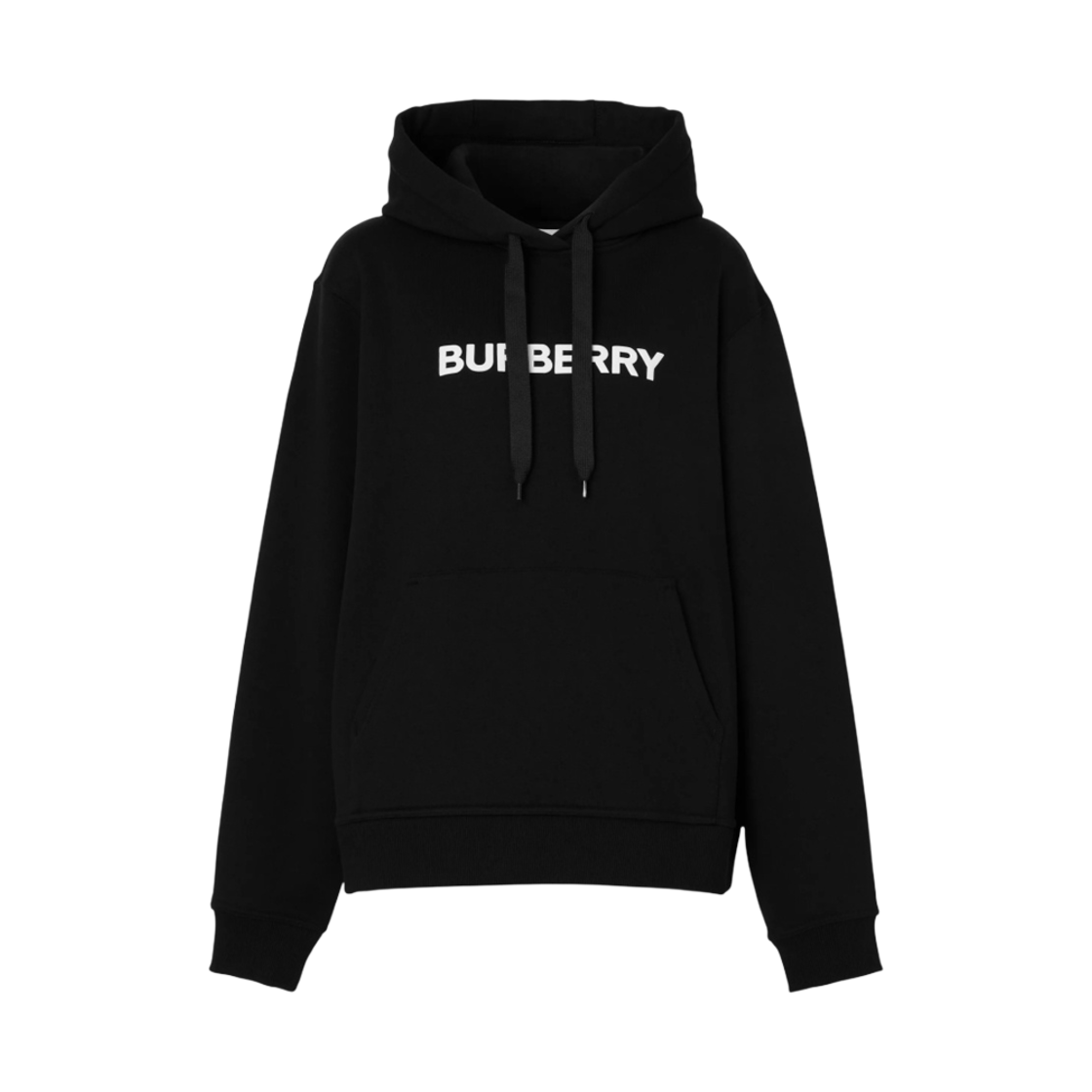 (W) 버버리 로고 프린트 코튼 후드 블랙((W) Burberry Logo Print Cotton Hoodie Black)