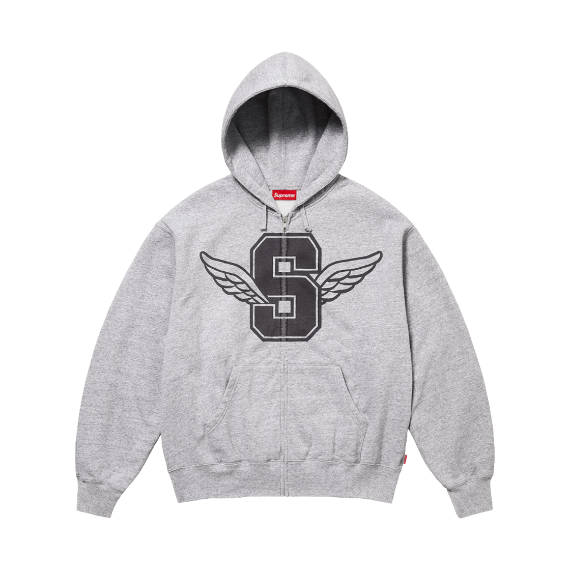 슈프림 윙스 집업 후드 스웨트셔츠 헤더 그레이 - 25SS