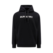 Burberry Logo Print Cotton Hoodie Black