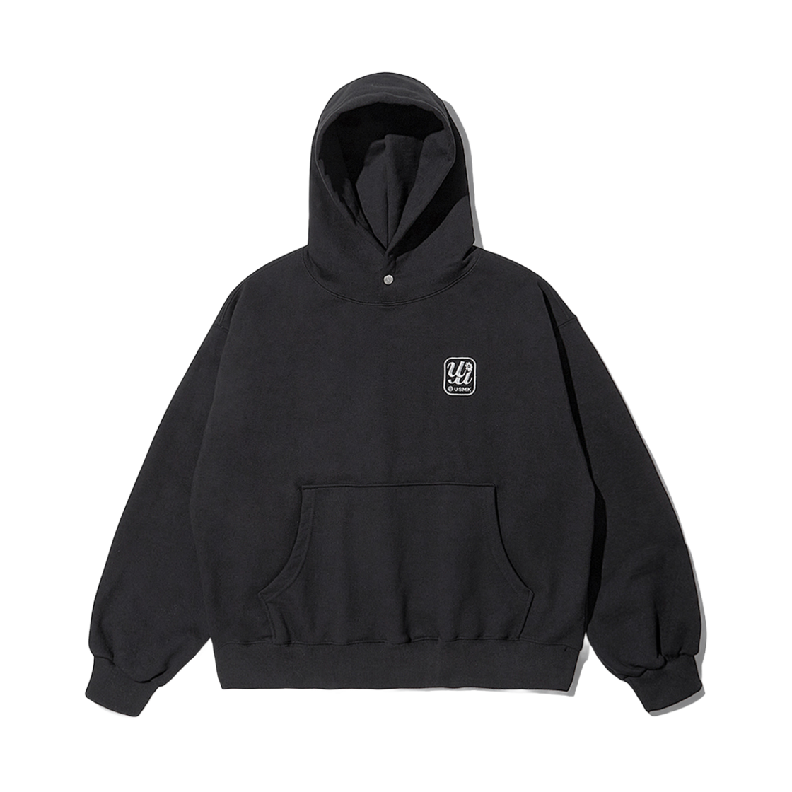 언스테디마켓 엠블럼 후드 블랙(Unsteady Market Emblem Hoodie Black)