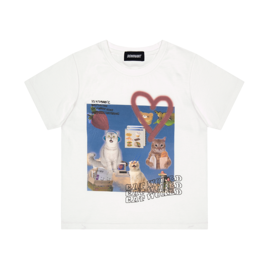 Cat World Crop Tee White Dominant Cat World Crop Tee White