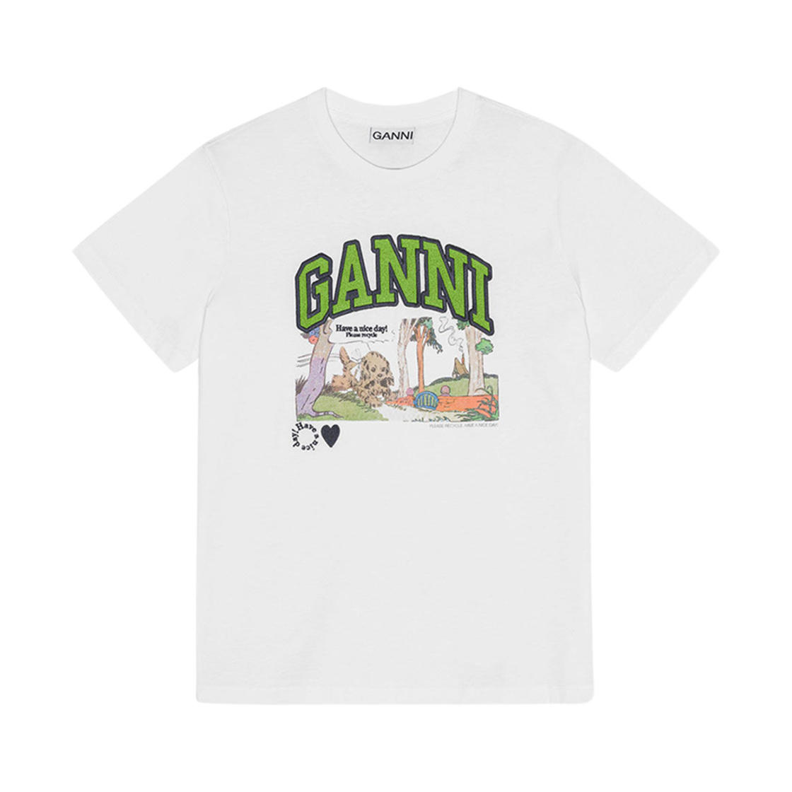 (W) 가니 베이직 저지 포피 릴렉스드 티셔츠 브라이트 화이트((W) Ganni Basic Jersey Poppy Relaxed T-Shirt Bright White)