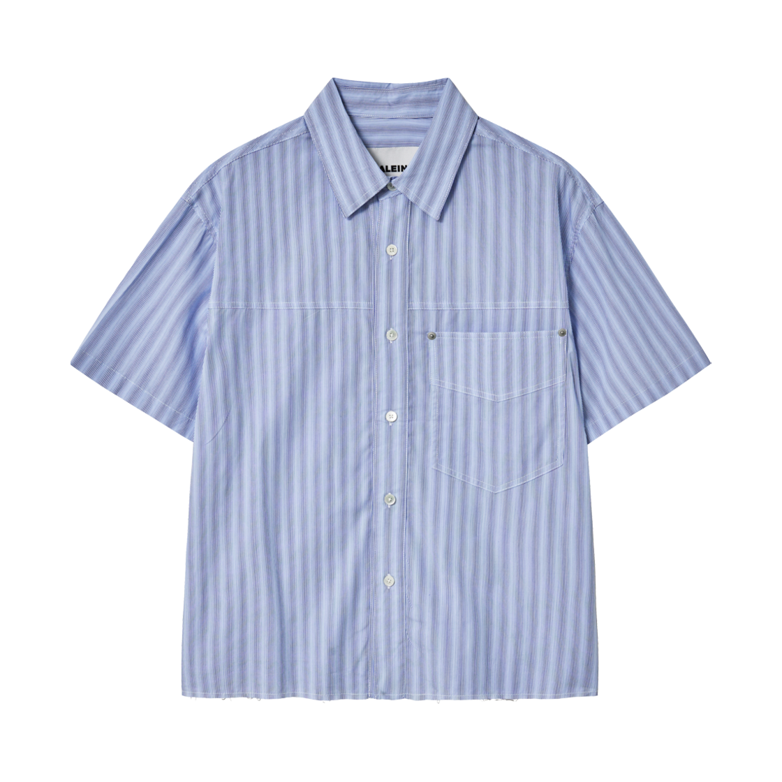 WT220 Haleine Gradient Striped Half Crop Shirt Blue