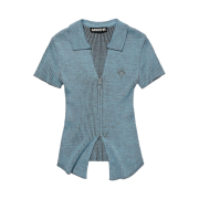 (W) Mischief Knitted Two Tone Short Sleeve Blue-Brown