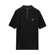 Prada Re-Nylon Details Pique Polo Shirt Black
