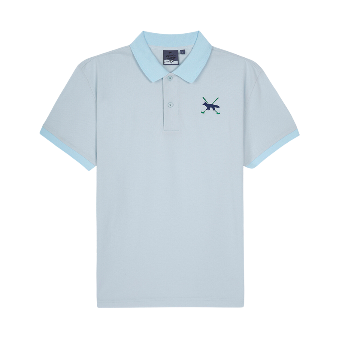 메종 키츠네 프로파일 폭스 숏슬리브 폴로 셔츠 스카이 블루(Maison Kitsune Profile Fox Short Sleeve Polo Shirt Sky Blue) - 1