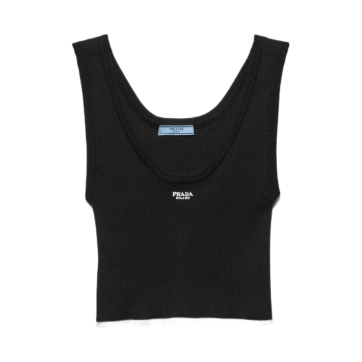 (W) Prada Cotton Tank Top Black
