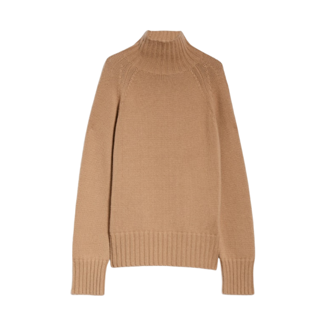 MANTOVA-013 (W) S Max Mara Mantova Wool and Cashmere Polo Neck Sweater Camel