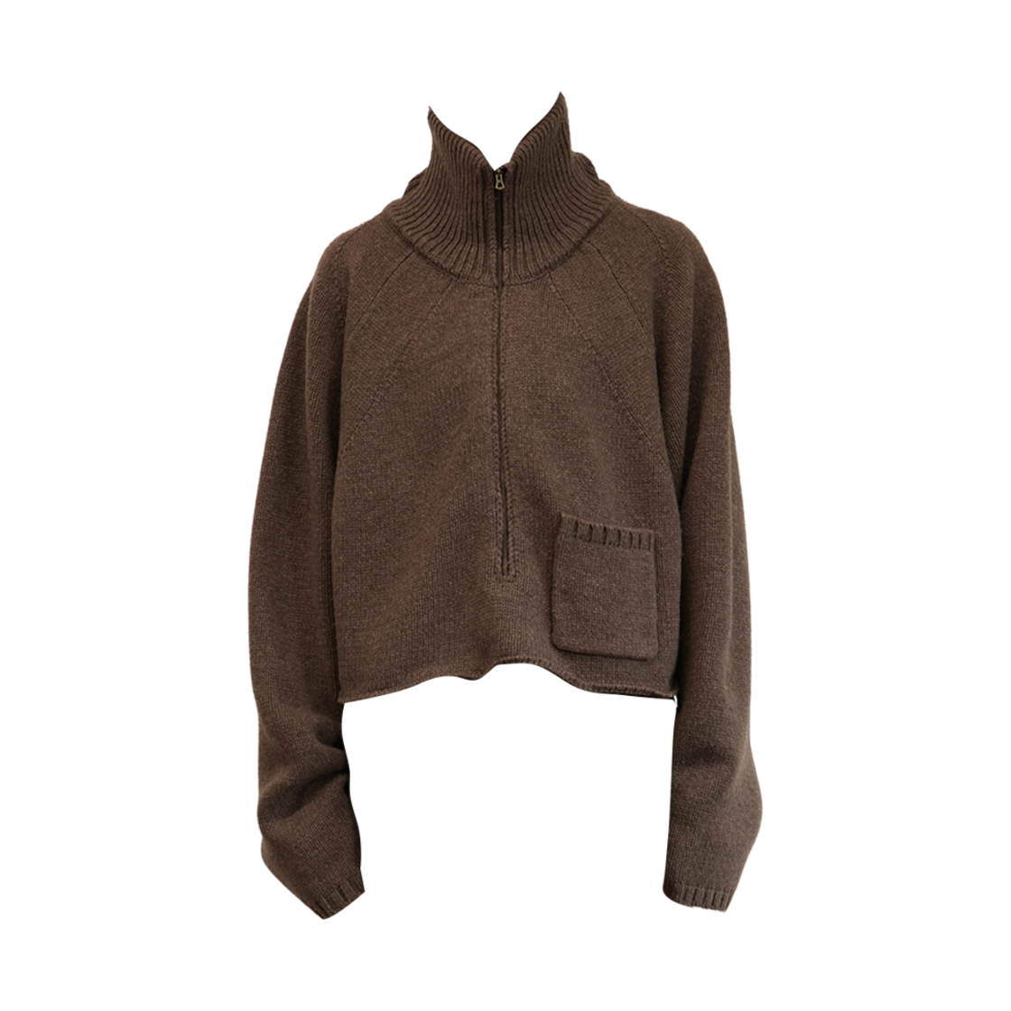 안셀름 숏 렝스 하프 집 니트 브라운(Ancellm Short Length Half Zip Knit Brown)