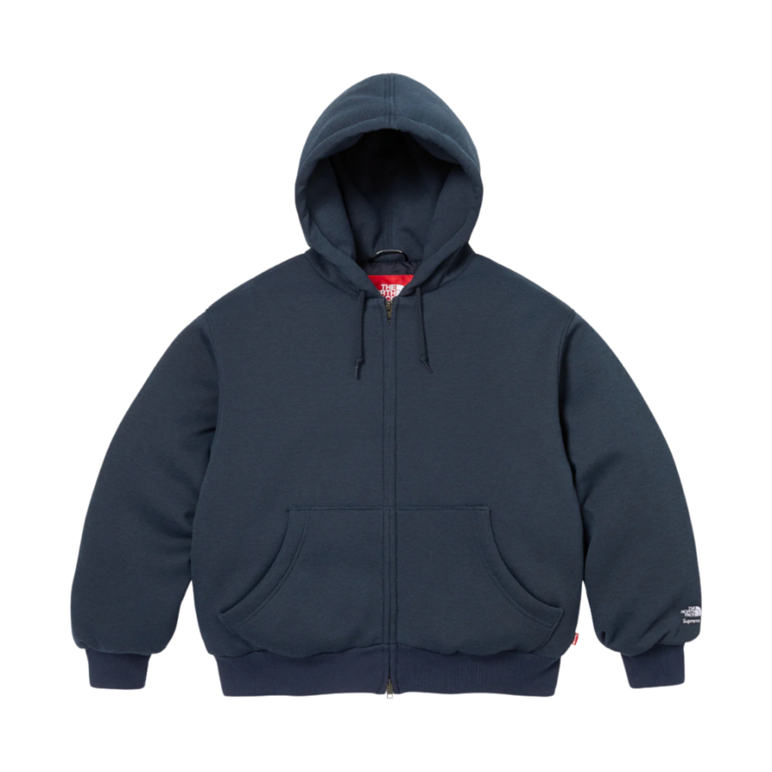 슈프림 x 노스페이스 다운 집업 후드 스웨트셔츠 네이비 - 24FW