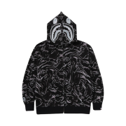 BAPE Marbling Camo Shark Relaxed Fit Full Zip Hoodie Black