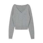 (W) Bohemian Seoul Loose Fit V-Neck Wool Knit Gray