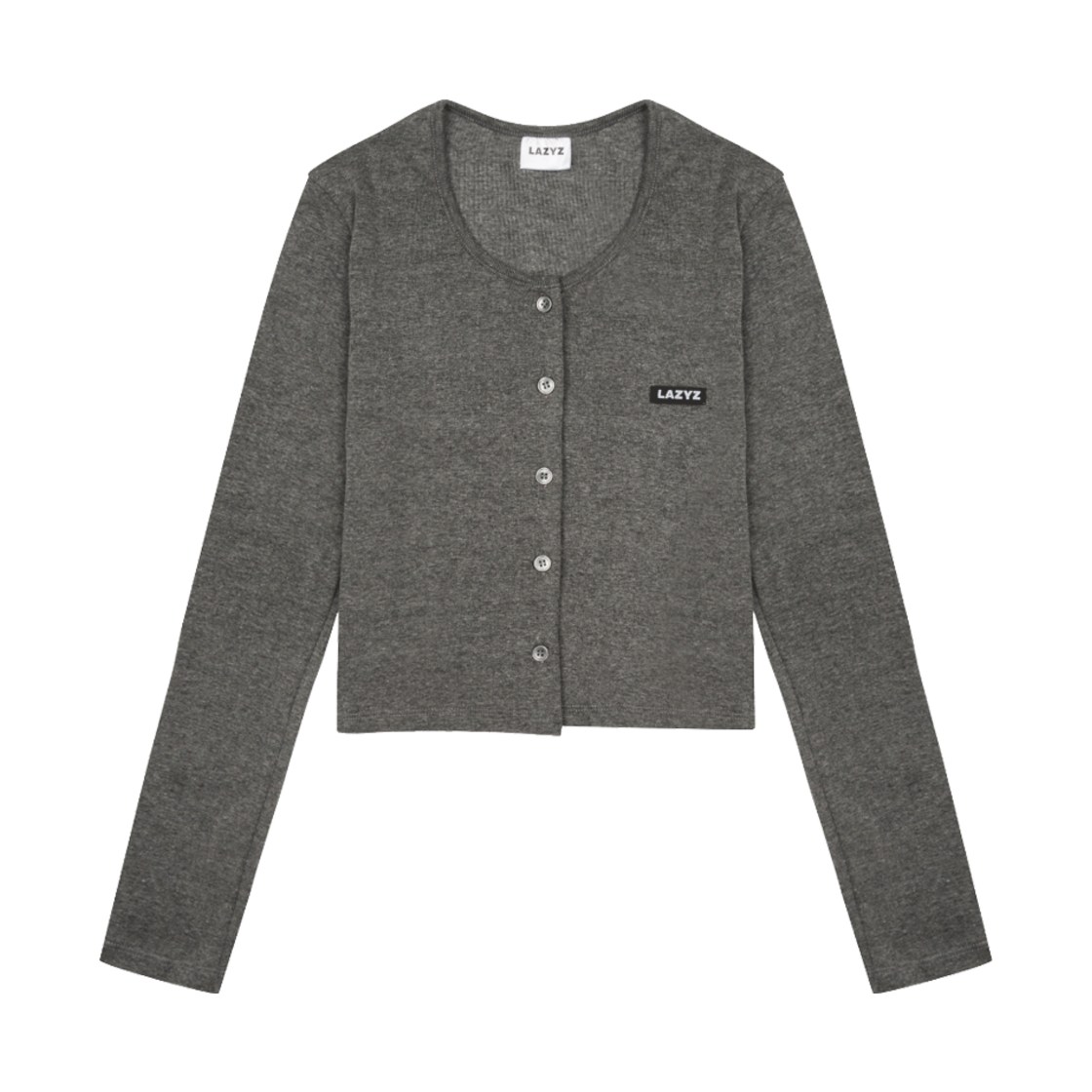 레이지지 라벨 유넥 크롭 가디건 그레이(Lazyz Label U-Neck Crop Cardigan  Gray) - 1