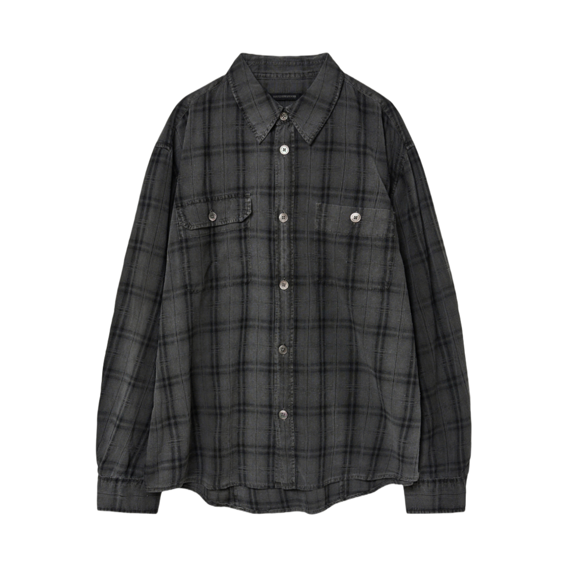 해칭룸 2Pk 셔츠 롱 오버 다이드 체크 그레이