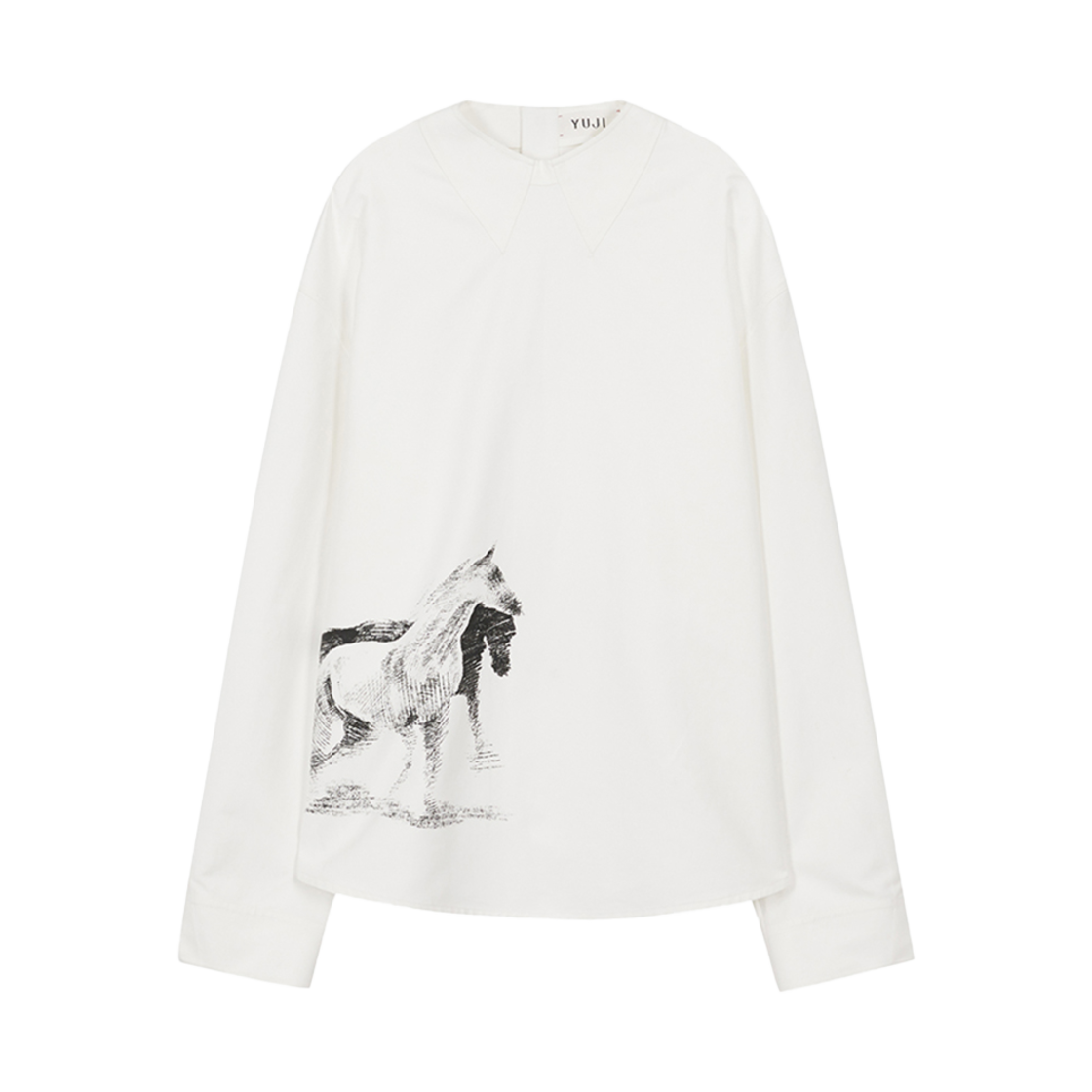 YJ-C01-SH040-U YUJI Mahanaim Horse Print Illusion Shirt Ivory