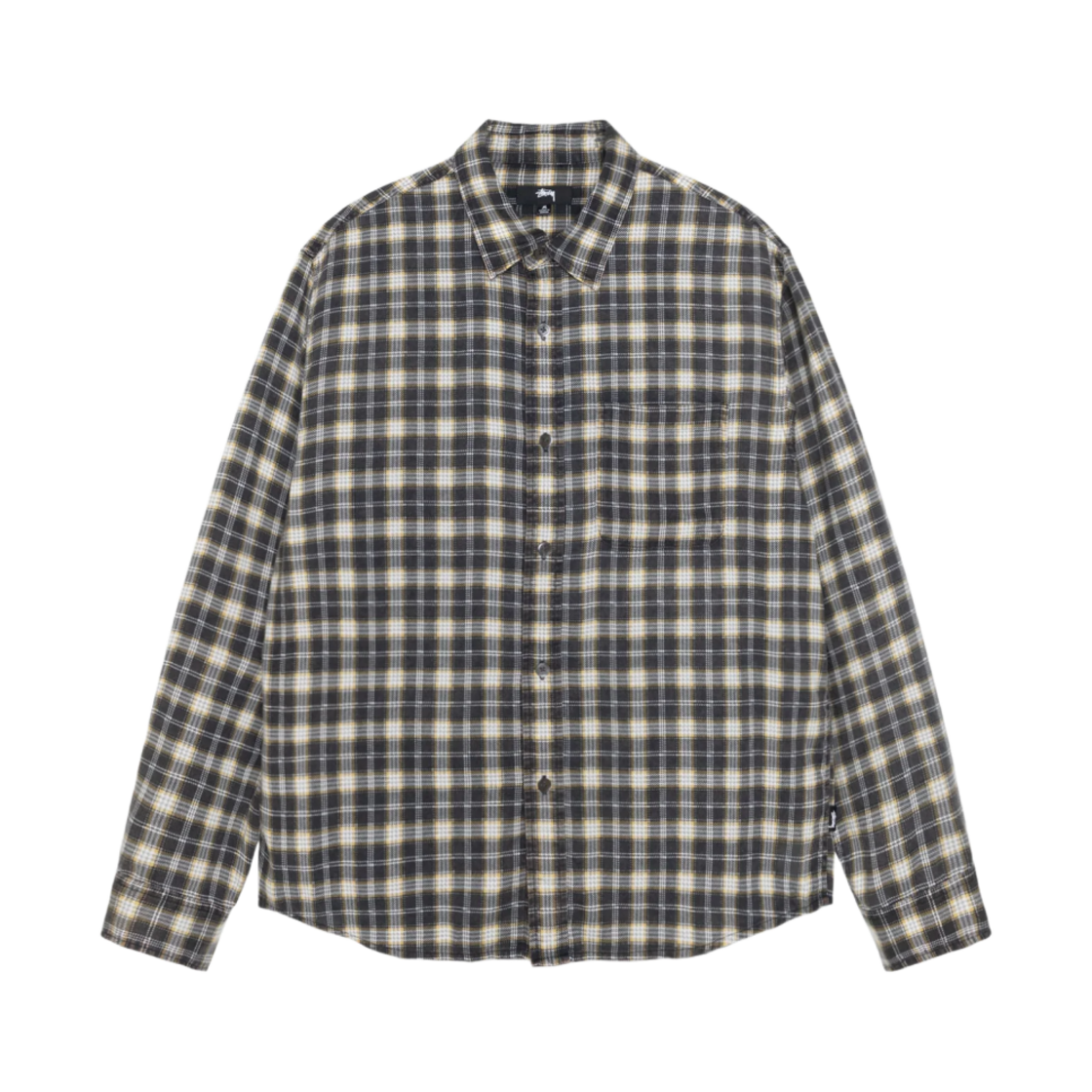1110328 Stussy Printed Plaid Matthew Shirt Black