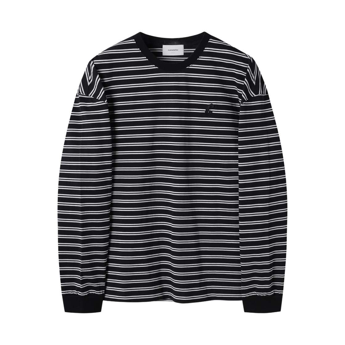 C9TAM25212BKX Customellow Outlet Stripe Long Sleeve T-Shirt Black