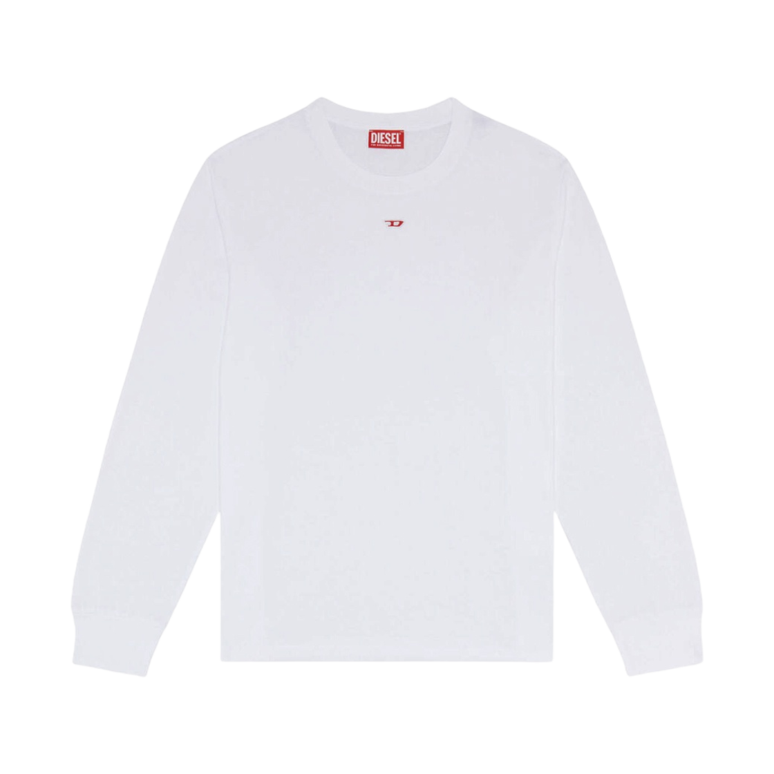디젤 T-저스트-Ls-D 로고 패치 티셔츠 화이트(Diesel T-Just-Ls-D with Logo Patch T-Shirt White) - 1