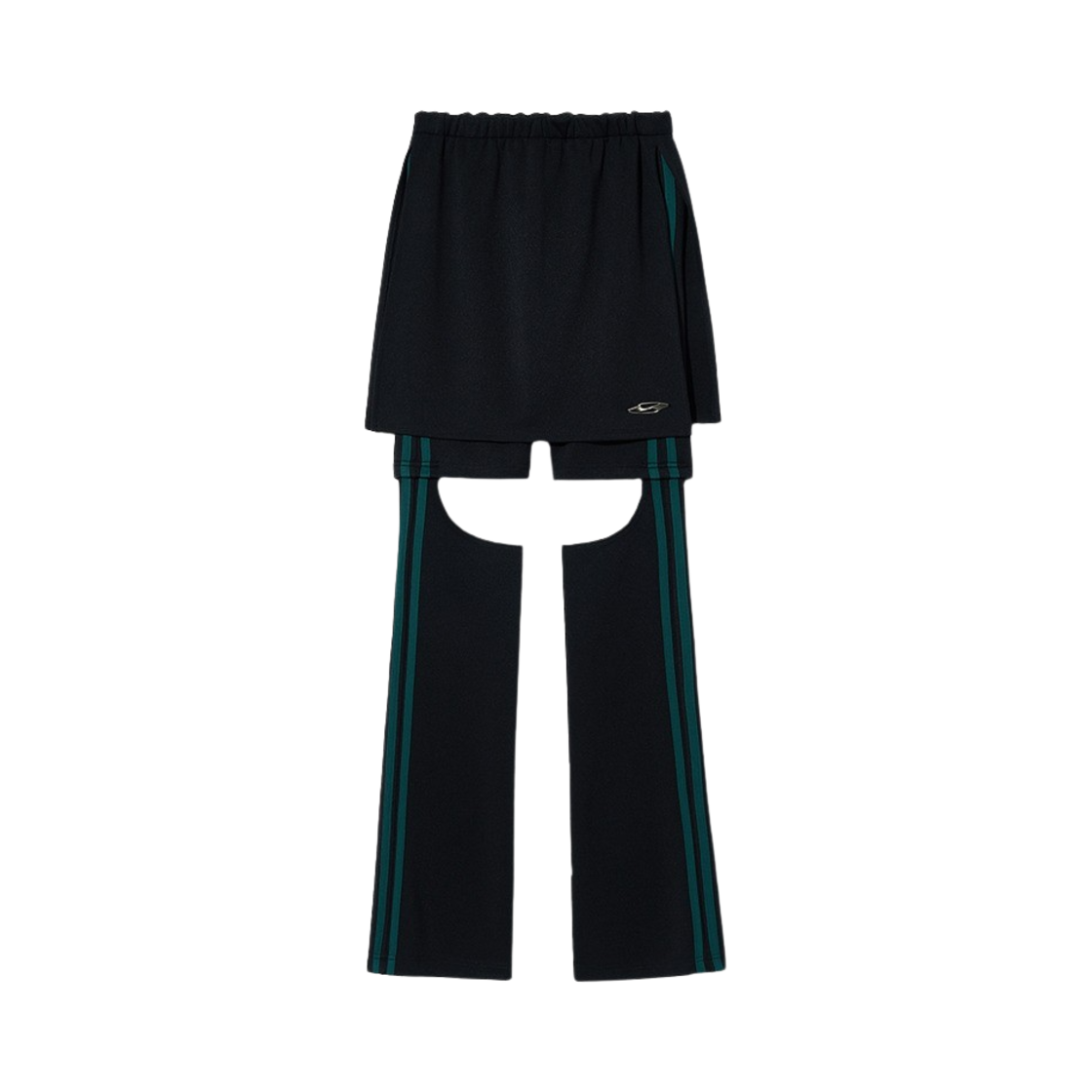 204_TIP THE IDENTITY PROJECT Women Cut Out Layered Pants Black